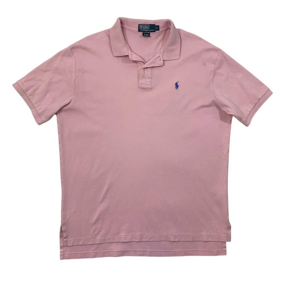 Polo Ralph Lauren Shirt Mens Large Pink Short Sleeve Classic Droptail Golf Polo